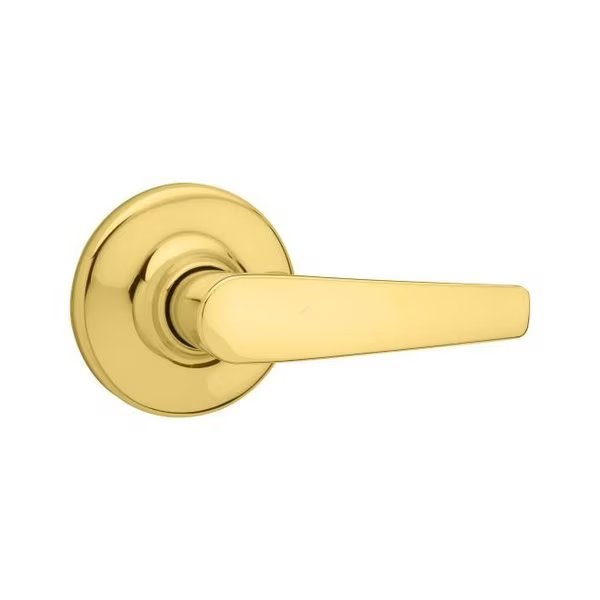 Delta Lever Interior Single Cylinder Handleset Trim, Bright Polished Brass, Kwikset, Mfr#: 966DL-3